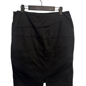 White House Black Market 10 Tiered Pencil Skirt Black Cotton Blend NWT